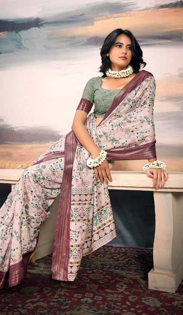 Cotton Silk Printed Casual Wear Saree In Multi Color - 10691195499