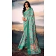 Cotton Silk Printed Casual Wear Saree In Teal Blue - 10691195500