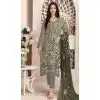 Plus Size Fox Georgette Embroidered Pakistani Style Salwar Suit In Grey - 10694195516
