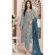 Fox Georgette Embroidered Pakistani Style Salwar Suit In Aquva Blue - 10694195517