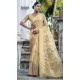 Organza Digital Printed Traditional Wear Saree In Chiku - 10738195771