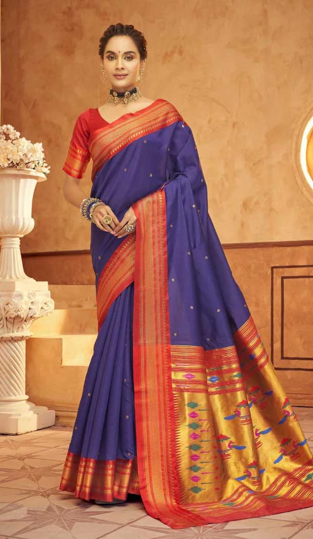 Paithani Weaving Work Traditional Wear Saree In Purple - 10742195791