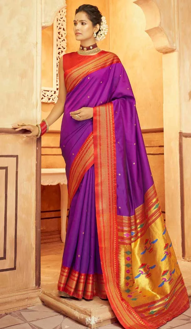 Purple Paithani Weaving Work Traditional Wear Saree - 10742195794