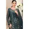 Dark Teal Blue Fox Georgette Embroidered Pakistani Plus Size Salwar Suit - 10751195935