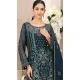 Dark Teal Blue Fox Georgette Embroidered Pakistani Salwar Suit - 10751195935