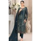 Dark Teal Blue Fox Georgette Embroidered Pakistani Salwar Suit - 10751195935