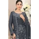 Grey Fox Georgette Embroidered Pakistani Salwar Suit - 10751195938