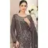 Dark Beige Fox Georgette Embroidered Pakistani Plus Size Salwar Suit - 10751195942