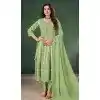 Georgette Resham Work Party Wear Plus Size Salwar Kameez In Green - 10760195981