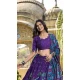 Tussar Silk Bandhani Print Work Party Wear Lehenga Choli In Purple - 10793196162