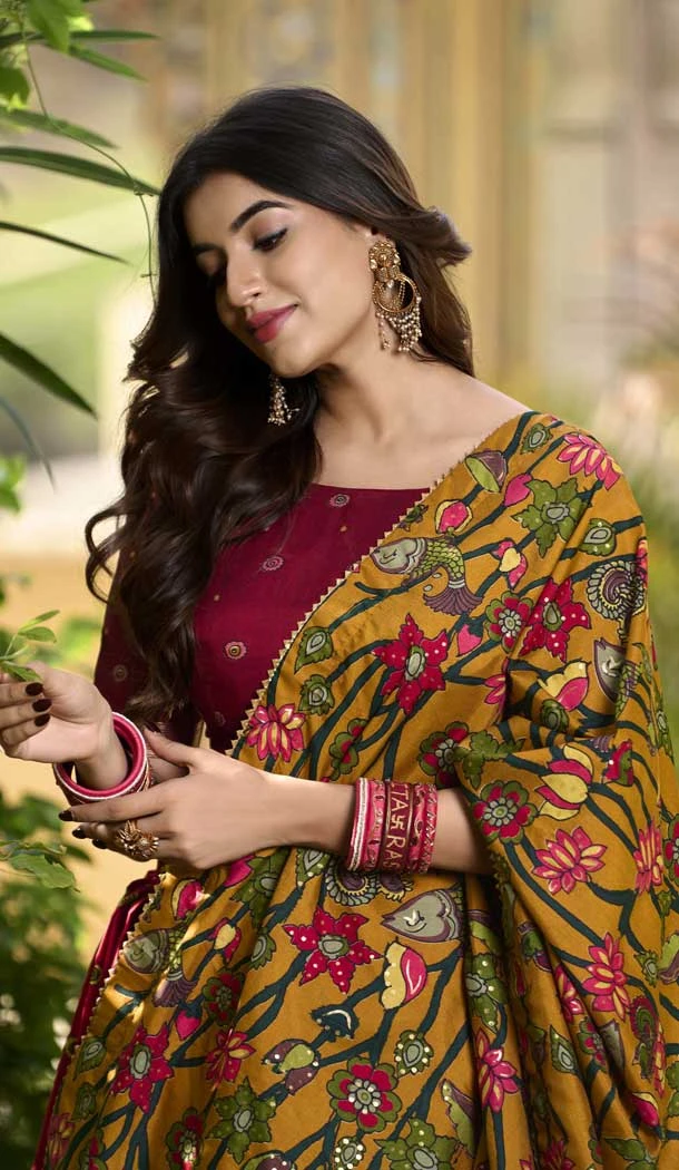 Tussar Silk Bandhani Print Work Party Wear Lehenga Choli In Maroon - 10793196163
