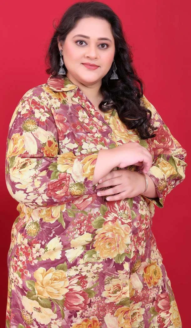 Rayon Printed Festival Wear Readymade Kurta With Bottom In Purple - 10780196076