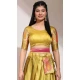 Lichi Silk Thread Work Traditional Wear Lehenga Choli In Mustard - 10625195108