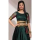 Lichi Silk Thread Work Traditional Wear Lehenga Choli In Bottle Green - 10625195109