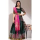 Lichi Silk Thread Work Traditional Wear Lehenga Choli In Bottle Green - 10625195109