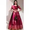 Lichi Silk Thread Work Traditional Wear Plus Size Lehenga Choli In Maroon - 10625195111