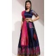 Lichi Silk Thread Work Traditional Wear Lehenga Choli In Navy Blue - 10625195112