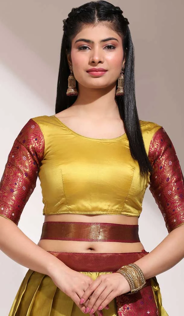 Mustard Lichi Silk Zari Work Traditional Wear Lehenga Choli - 10626195115