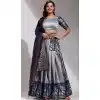 Lichi Silk Weaving Work Party Wear Plus Size Lehenga Choli In Grey - 10629195127