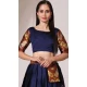 Navy Blue Lichi Silk Zari Work Treditional Wear Lehenga Choli - 10630195135