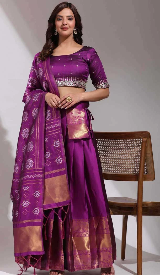 Purple Silk Sequence Work Festival Wear Lehenga Choli - 10645195227
