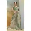 Weaving Silk Printed Party Wear Plus Size Saree In Light Green - 10735195746