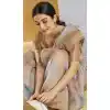 Weaving Silk Printed Party Wear Plus Size Saree In Beige - 10735195748