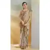 Weaving Silk Printed Party Wear Plus Size Saree In Beige - 10735195748