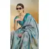 Weaving Silk Printed Party Wear Plus Size Saree In Blue - 10735195750