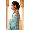 Sky Blue Viscose Silk Printed Work Traditional Wear Plus Size Saree - 10737195760