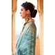 Sky Blue Viscose Silk Printed Work Traditional Wear Saree - 10737195760