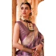 Purple And Violet Viscose Silk Printed Work Traditional Wear Saree - 10737195764