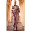 Purple And Violet Viscose Silk Printed Work Traditional Wear Plus Size Saree - 10737195764