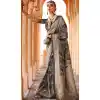 Grey Viscose Silk Printed Work Traditional Wear Plus Size Saree - 10737195765