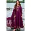 Purple Vichitra Silk Embroidered Readymade Salwar Suit - 10900196937