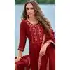 Red Vichitra Silk Embroidered Readymade Salwar Suit - 10900196938