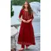 Red Vichitra Silk Embroidered Readymade Salwar Suit - 10900196938