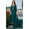 Teal Blue Blue Vichitra Silk Embroidered Readymade Salwar Suit - 10900196939