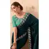 Teal Blue Art Silk Embroidered Party Wear Plus Size Saree - 10809196266