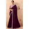 Purple Art Silk Embroidered Party Wear Plus Size Saree - 10809196268