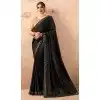 Black Art Silk Embroidered Party Wear Plus Size Saree - 10809196271