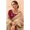 Cream Art Silk Embroidered Party Wear Plus Size Saree - 10809196272