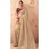 Cream Art Silk Embroidered Party Wear Plus Size Saree - 10809196272