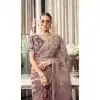 Organza Thread Work Designer Party Wear Plus Size Saree In Lavender - 10814196298
