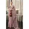 Organza Thread Work Designer Party Wear Plus Size Saree In Lavender - 10814196298