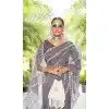 Lavender Organza Thread Work Designer Party Wear Plus Size Saree - 10814196300