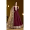 Wine Chanderi Butti Zari Work Anarkali Style Salwar Suit - 10816196307