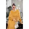 Light Yellow Chiffon Sequins Work Party Wear Plus Size Saree - 10832196395