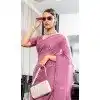 Mauve Chiffon Sequins Work Party Wear Plus Size Saree - 10832196396