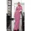 Mauve Chiffon Sequins Work Party Wear Plus Size Saree - 10832196396